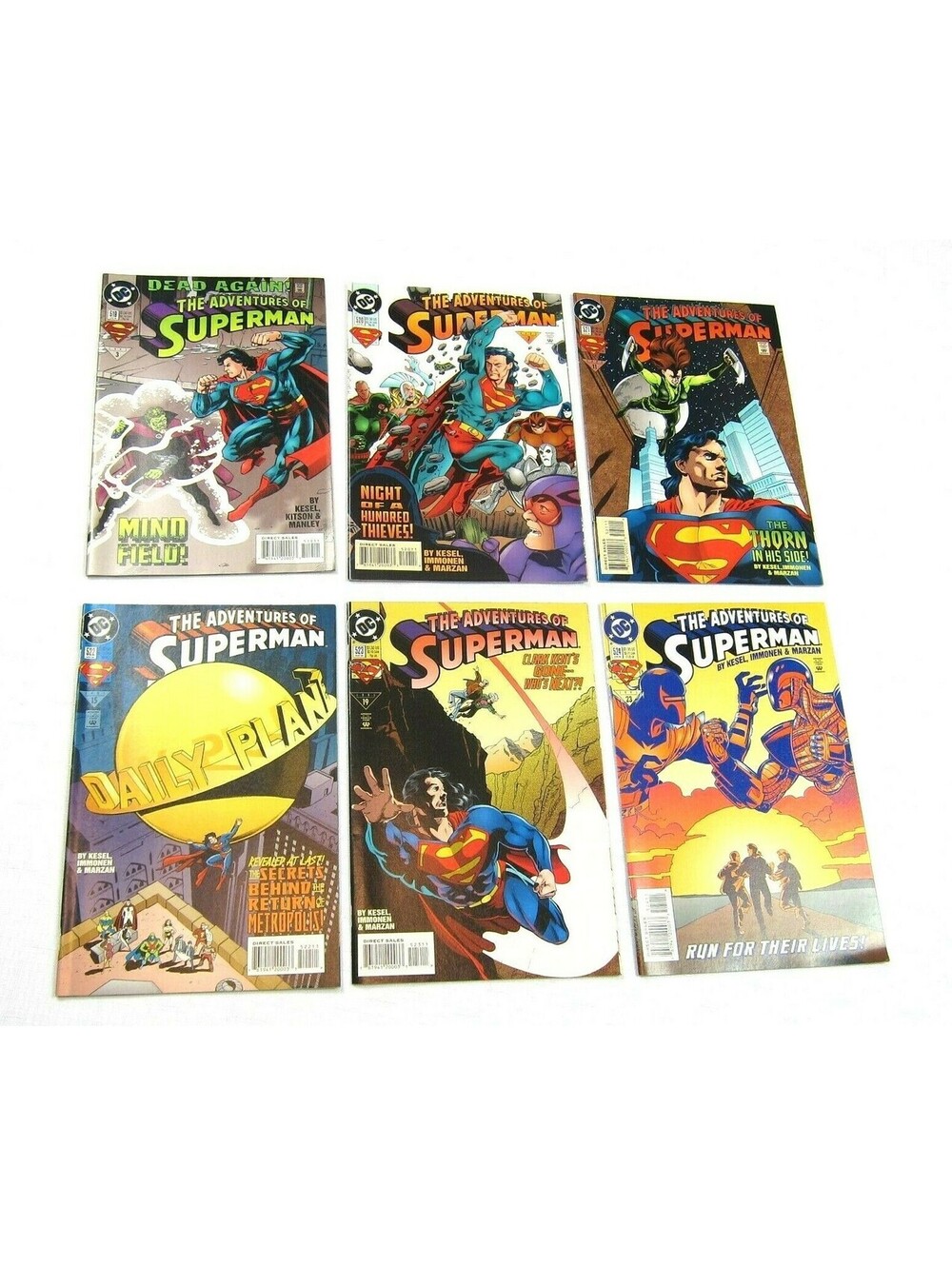 Lot 6 Vintage 1995 Adventures of Superman Comic Books 519, 520, 521, 522 523 524